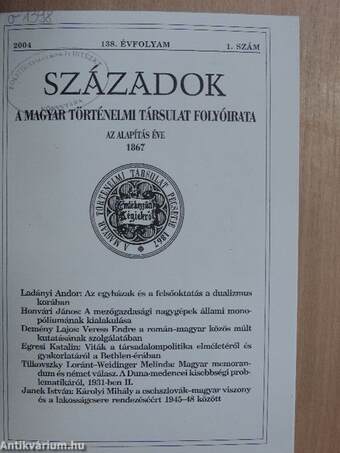 Századok 2004/1-6. I-II.