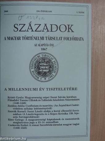 Századok 2000/1-6. I-II.