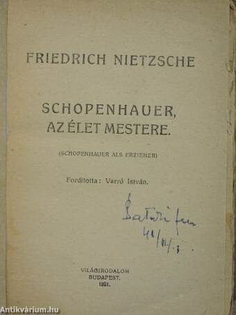 Schopenhauer, az élet mestere