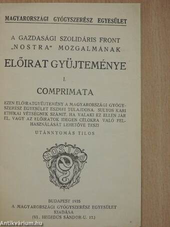 A Gazdasági Szolidáris Front "Nostra" mozgalmának előirat gyűjteménye I.