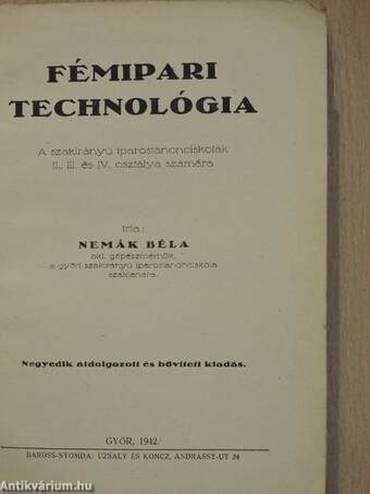 Fémipari technológia