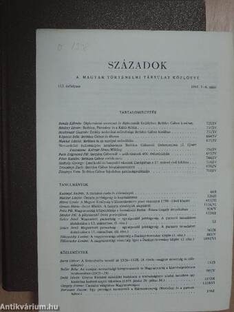 Századok 1981/1-6.