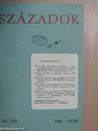 Századok 1981/1-6.