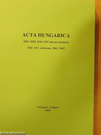 Acta Hungarica 2002-2003