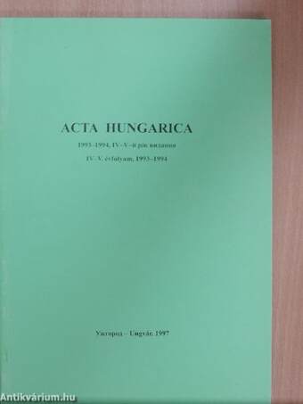 Acta Hungarica 1993-1994
