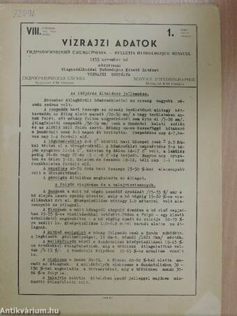 Vízrajzi adatok 1955. november-1956. október