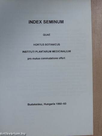 Index Seminum 1992-93