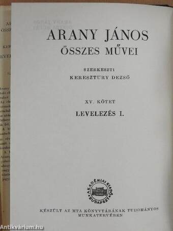 Arany János összes művei XV.