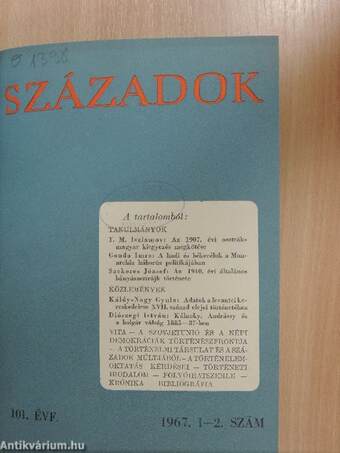 Századok 1967/1-6. I-II.