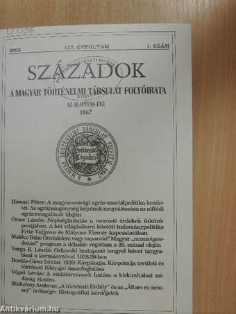 Századok 2003/1-6. I-II.