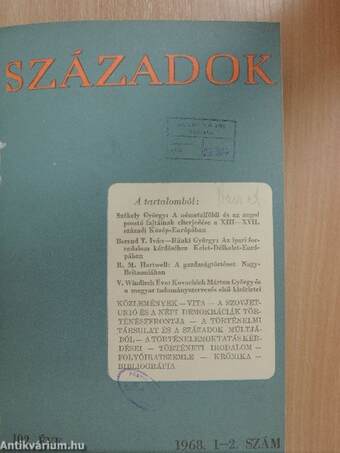 Századok 1968/1-6.