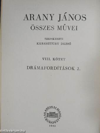 Arany János összes művei VIII.