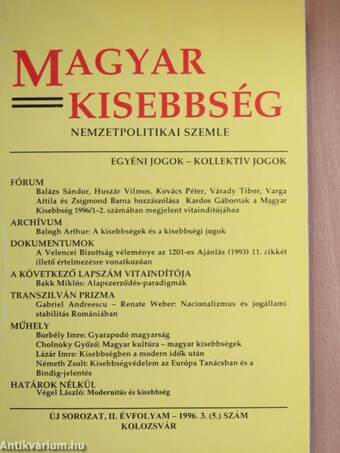 Magyar kisebbség 1996/3.