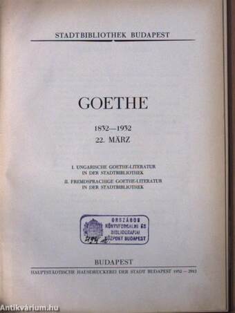 Goethe 1832-1932 március 22.