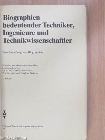 Biographien bedeutender Techniker, Ingenieure und Technikwissenschaftler