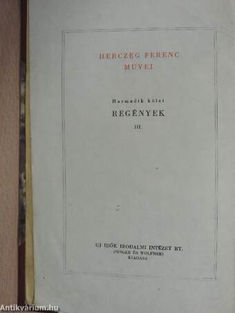 Regények III.