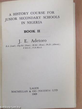 A History Course for Junior Secondary Schools in Nigeria II.