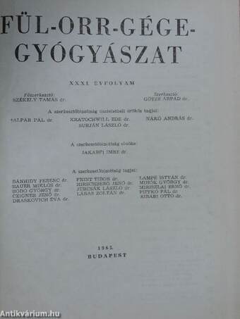 Fül-orr-gégegyógyászat 1985-1986. január-december