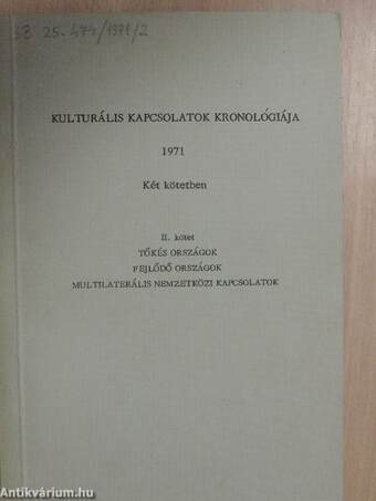 Kulturális kapcsolatok kronológiája 1971. II.