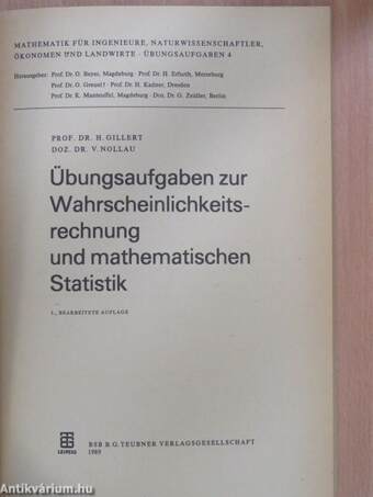 Übungsaufgaben zur Wahrscheinlichkeitsrechnung und mathematischen Statistik