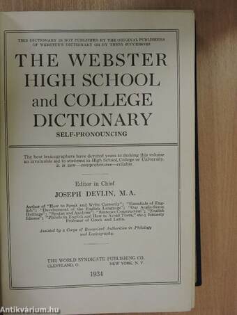 The Webster High School and College Dictionary