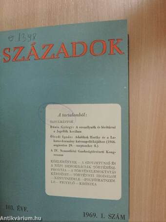 Századok 1969/1-6. I-II.