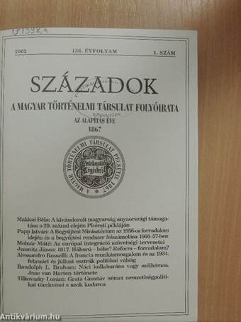 Századok 2002/1-6. I-II.