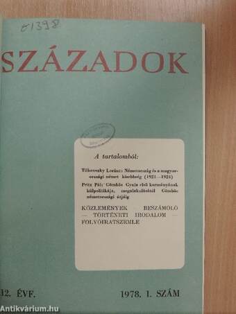 Századok 1978/1-6. I-II.