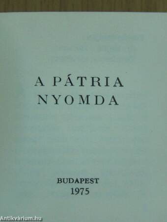 A Pátria Nyomda (minikönyv) (számozott)