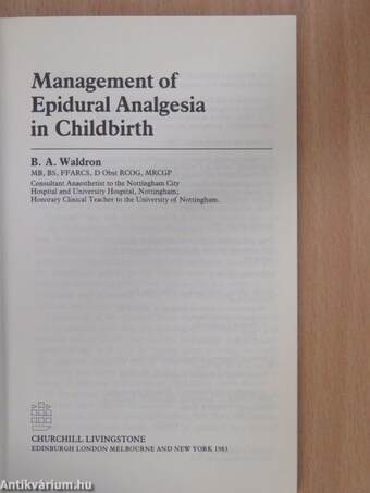 Management of Epidural Analgesia in Childbirth