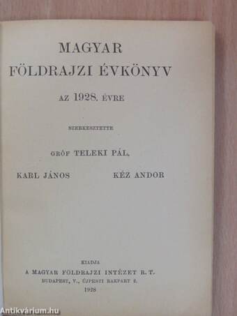 Magyar földrajzi évkönyv az 1928. évre