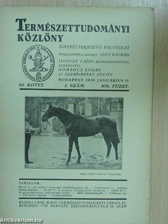 Természettudományi Közlöny 1929. (nem teljes évfolyam)