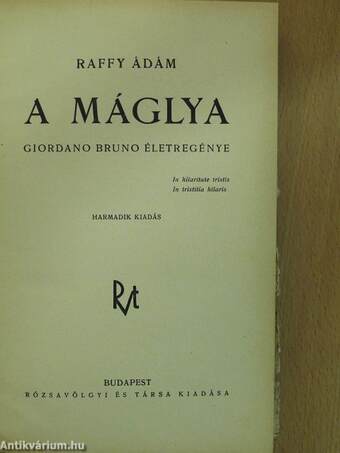 A máglya (aláírt példány)