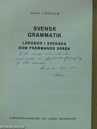 Svensk grammatik (dedikált példány)