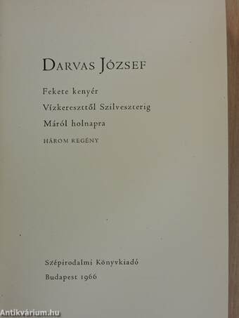 Fekete kenyér/Vízkereszttől Szilveszterig/Máról holnapra