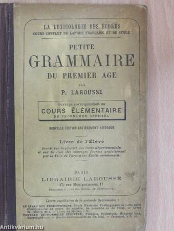 Petite grammaire du premier age