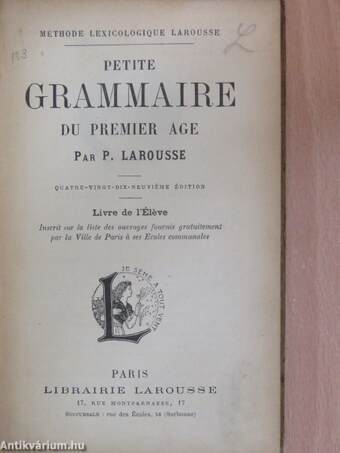 Petite grammaire du premier age