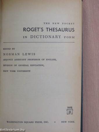 The new pocket Roget's Thesaurus in dictionary form