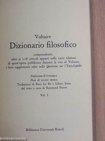 Dizionario filosofico I-II.