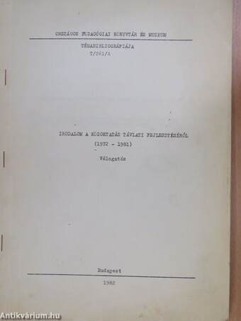 Irodalom a közoktatás távlati fejlesztéséről (1972-1981)