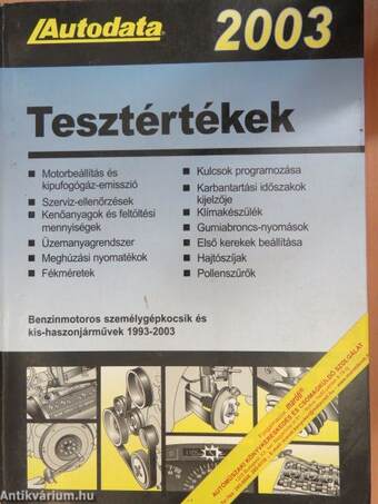 Autodata tesztértékek 2003