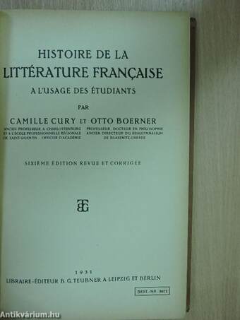 Histoire de la littérature francaise