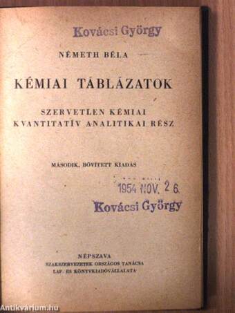 Kémiai táblázatok