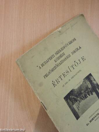 A Budapesti Székesfővárosi Községi Felsőmezőgazdasági Iskola értesítője az 1935-36. iskolaévről