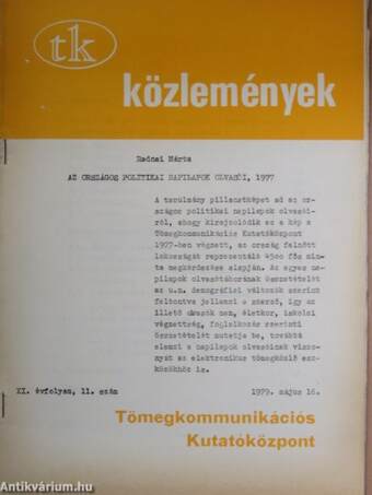 Az országos politikai napilapok olvasói, 1977