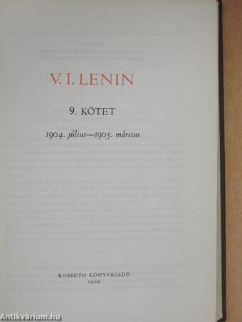 V. I. Lenin összes művei 9.