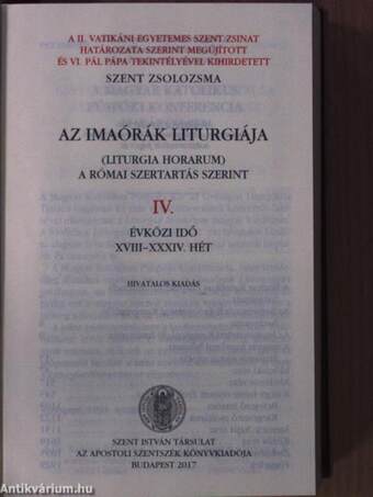 Az imaórák liturgiája IV.