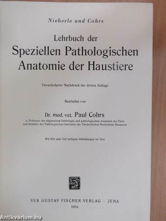 Lehrbuch der Speziellen Pathologischen Anatomie der Haustiere