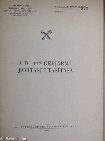 A D-442 gépjármű javítási utasítása