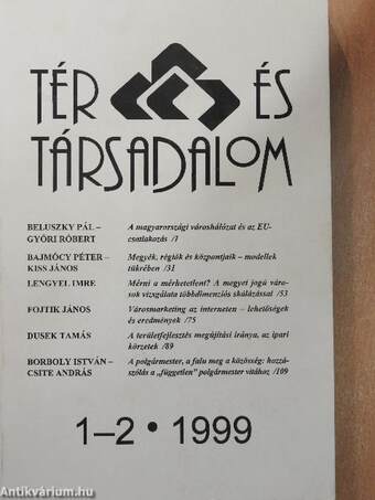 Tér és Társadalom 1999/1-2.